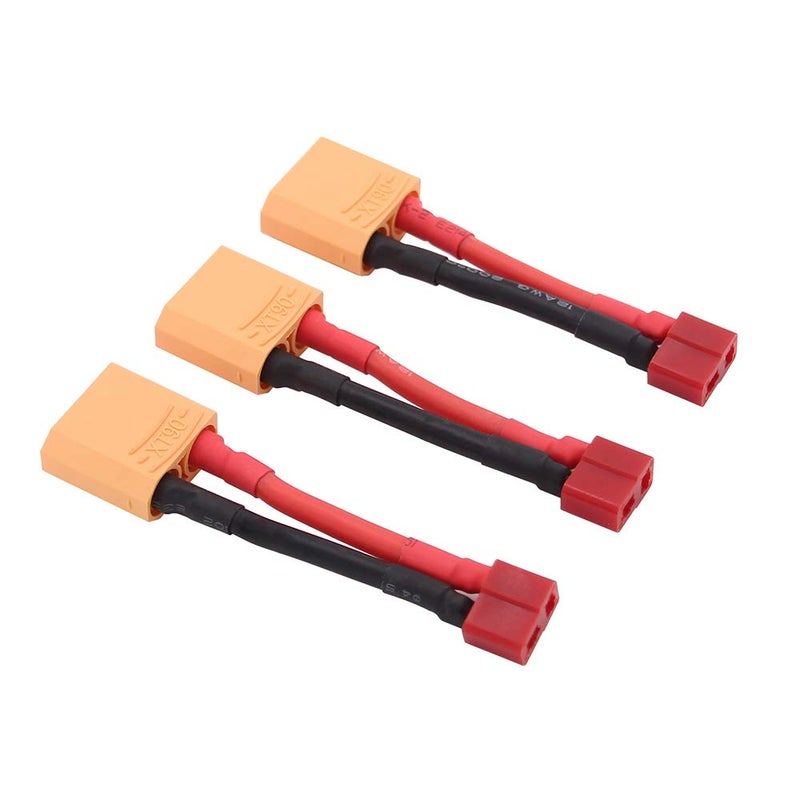 OliYin 3pcs XT90 Male to T Plug Female Connector Converter Adaptor with 12awg 1.96inch Cable(Pack of 3) - Image 1